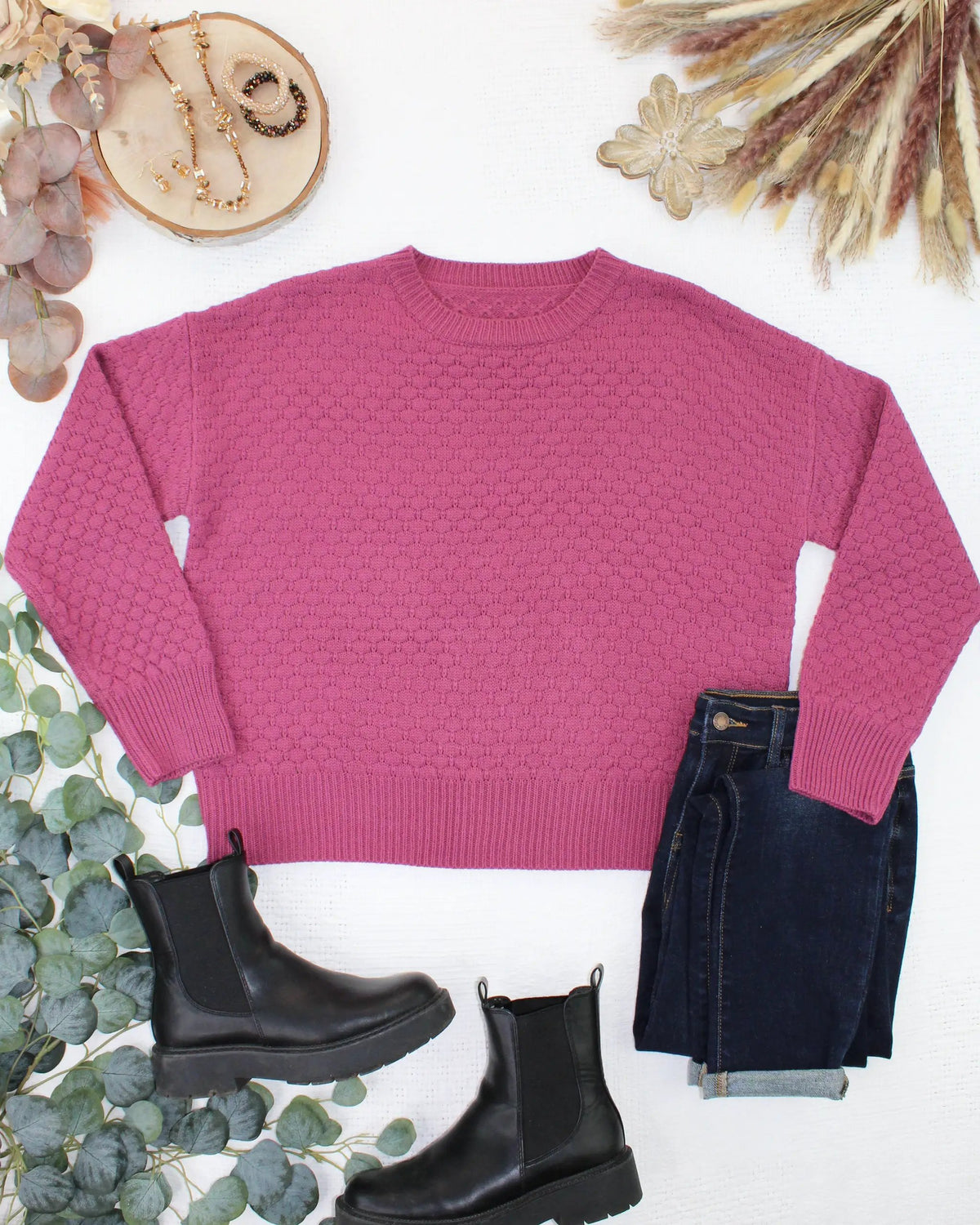 IN STOCK Gianna Pullover Sweater - Raspberry by Michelle Mae