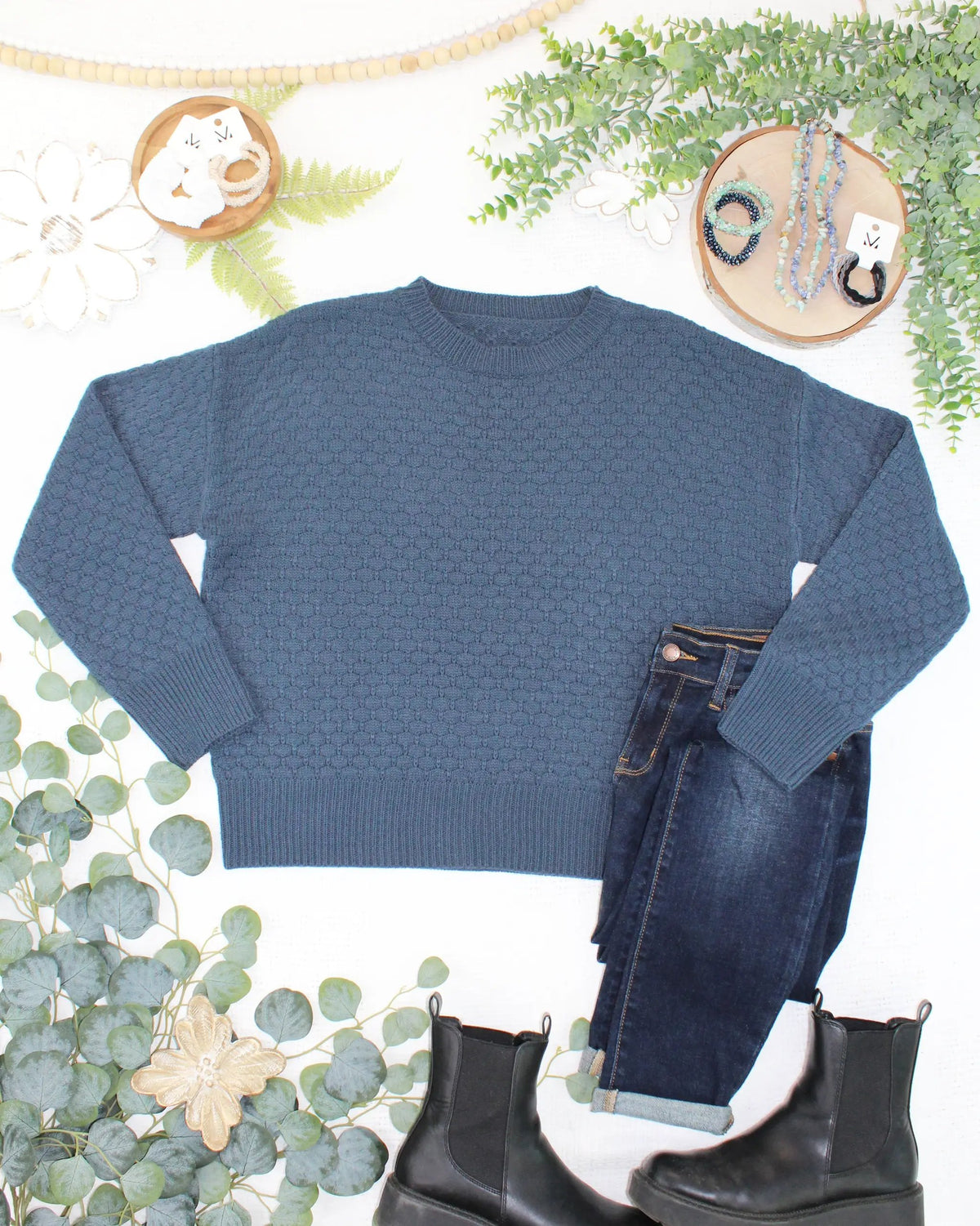 IN STOCK Gianna Pullover Sweater - Teal by Michelle Mae
