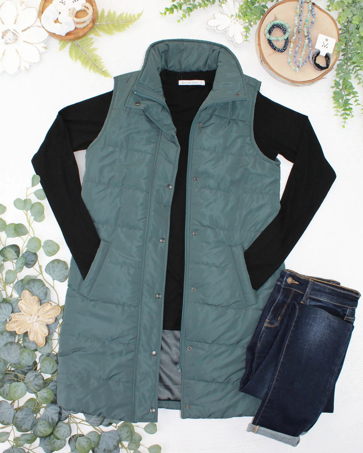 IN STOCK Harlow Long Vest - Teal by Michelle Mae