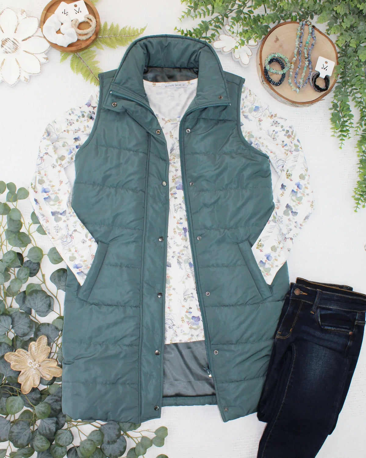IN STOCK Harlow Long Vest - Teal by Michelle Mae