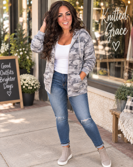 Full Zip Camo Hoodie With Triple Stretch Fabric For Tactical Hunts of Good Bargains by Michelle Mae