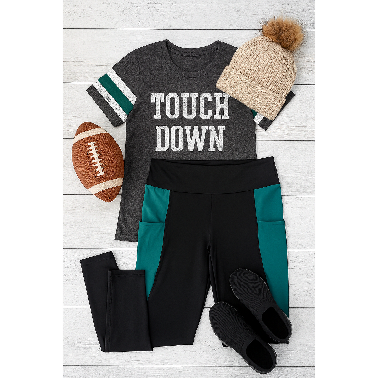 Ready to Ship | The Gracie- Green Panel Full Length Leggings