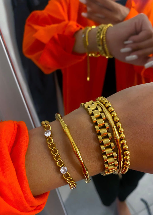 THIN GOLD WATCH BAND by Chansuttpearls