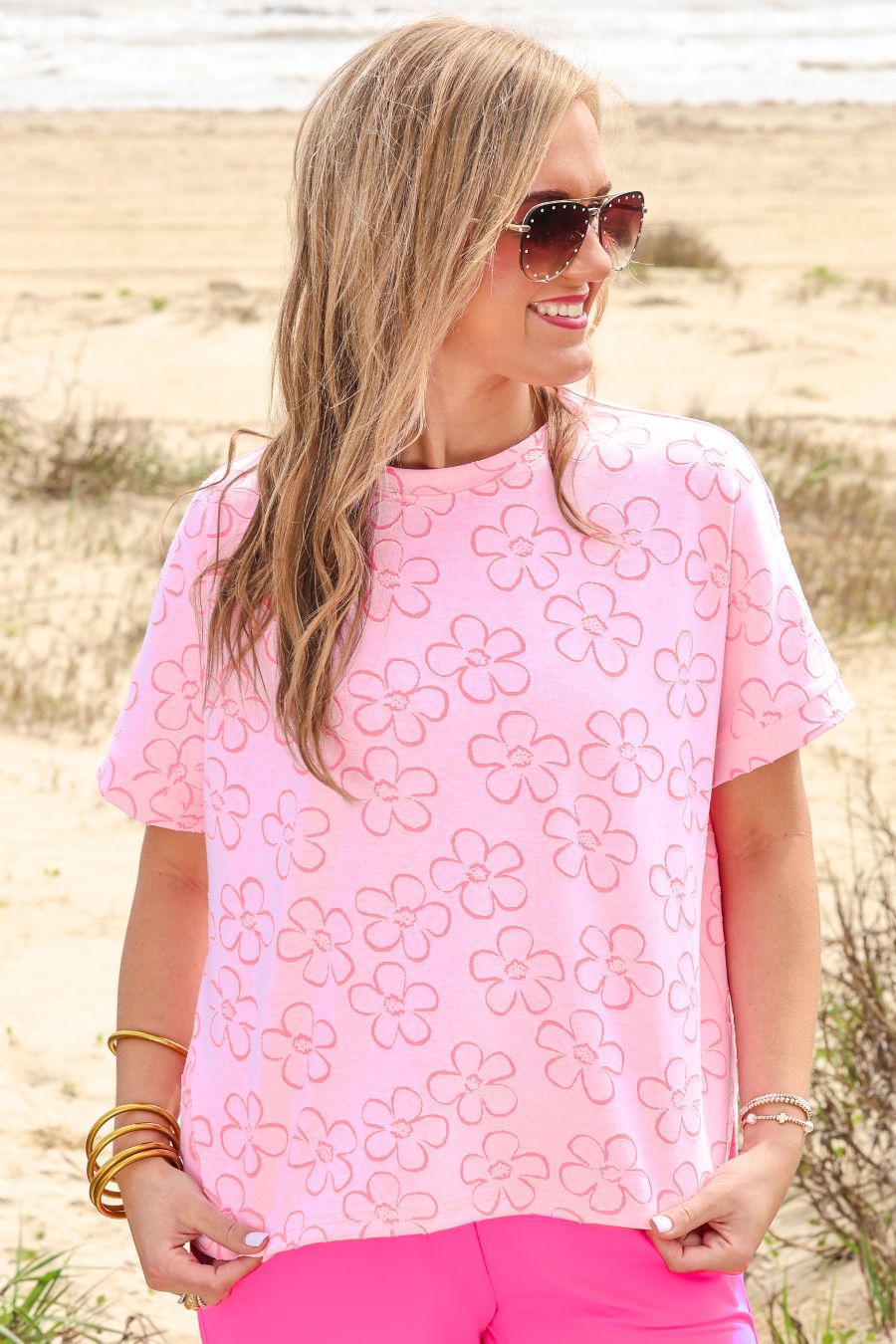 Millie Burn Out Tee- Flowers