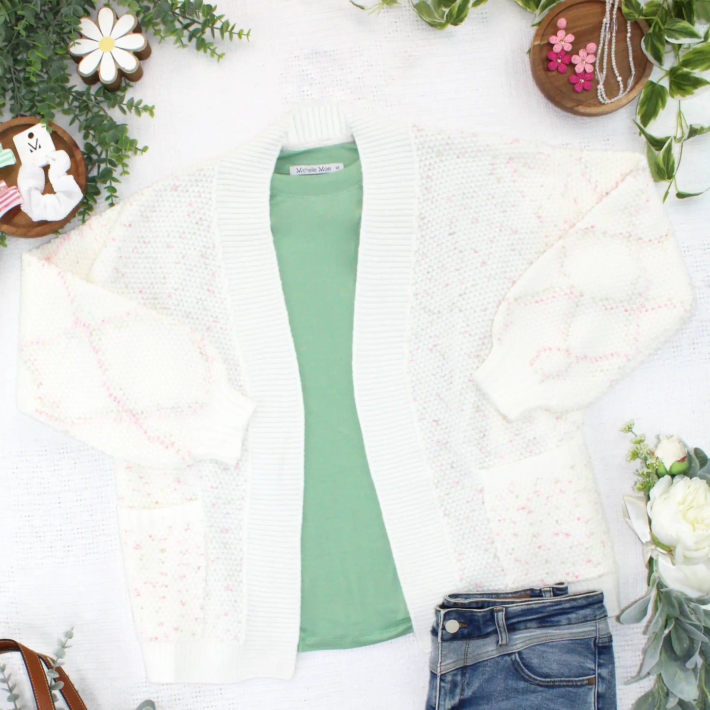 IN STOCK Kinsley Cardigan - Pink and Green Mix FINAL SALE by Michelle Mae