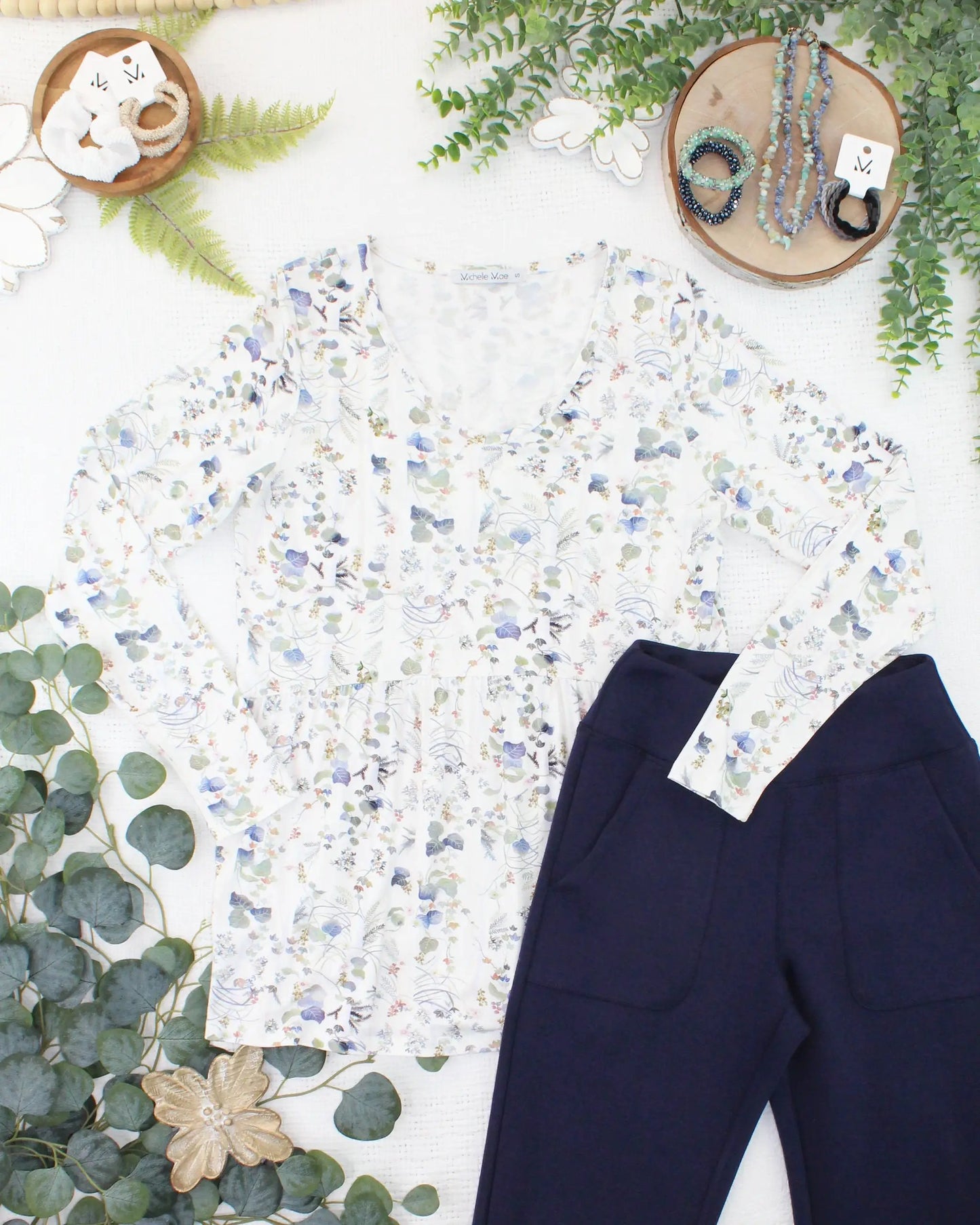 IN STOCK Long Sleeve Sarah Ruffle Top - Olive Meadow by Michelle Mae