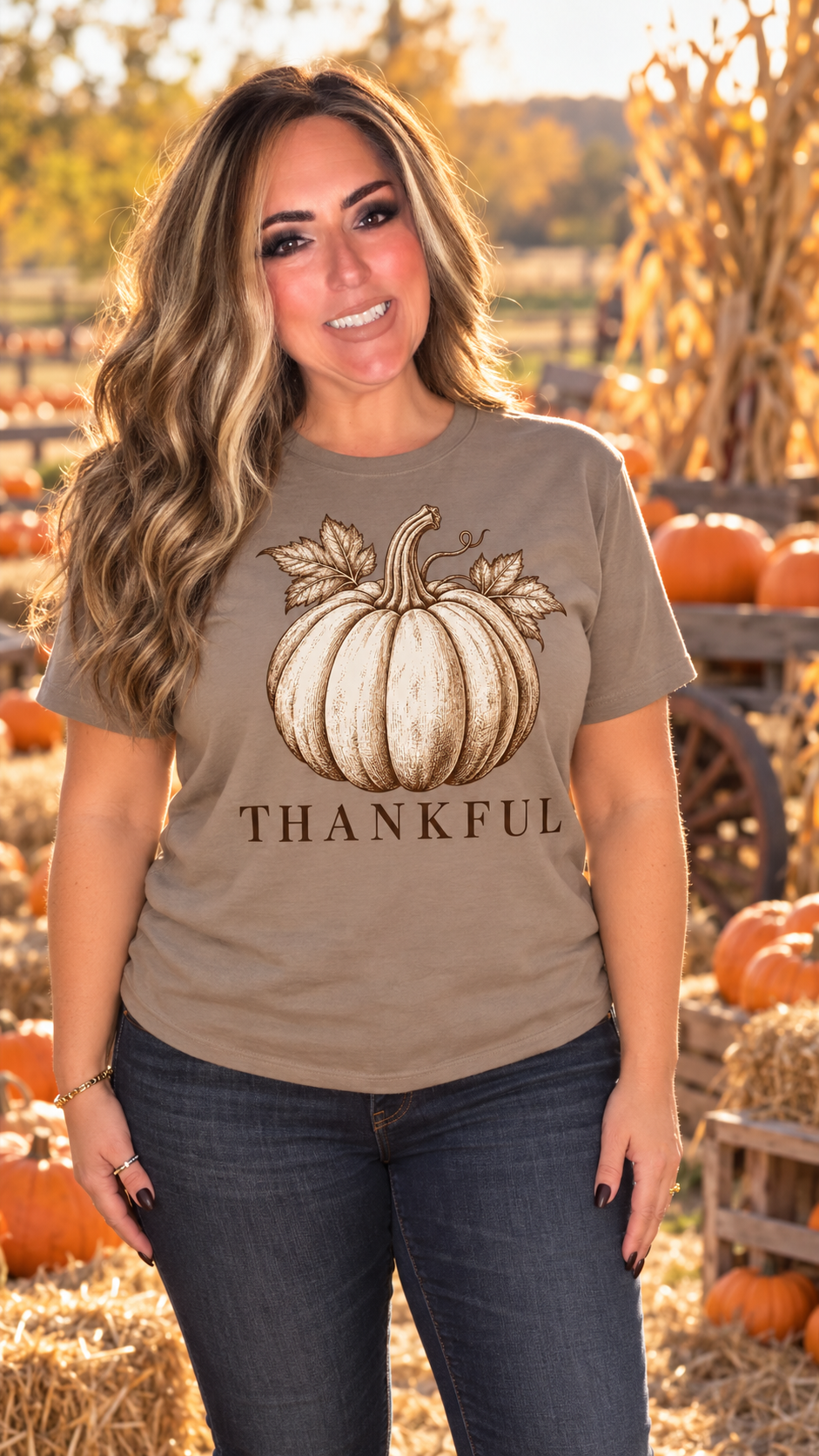 Thankful White Pumpkin Unisex Cotton Short Sleeve Tee by Knitted Grace Boutique