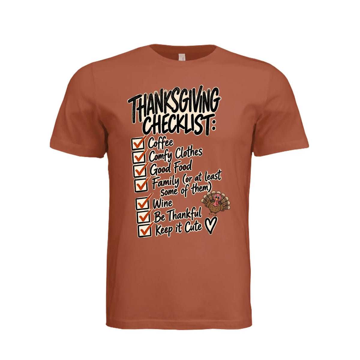 Thanksgiving Checklist T-Shirt by Knitted Grace Boutique