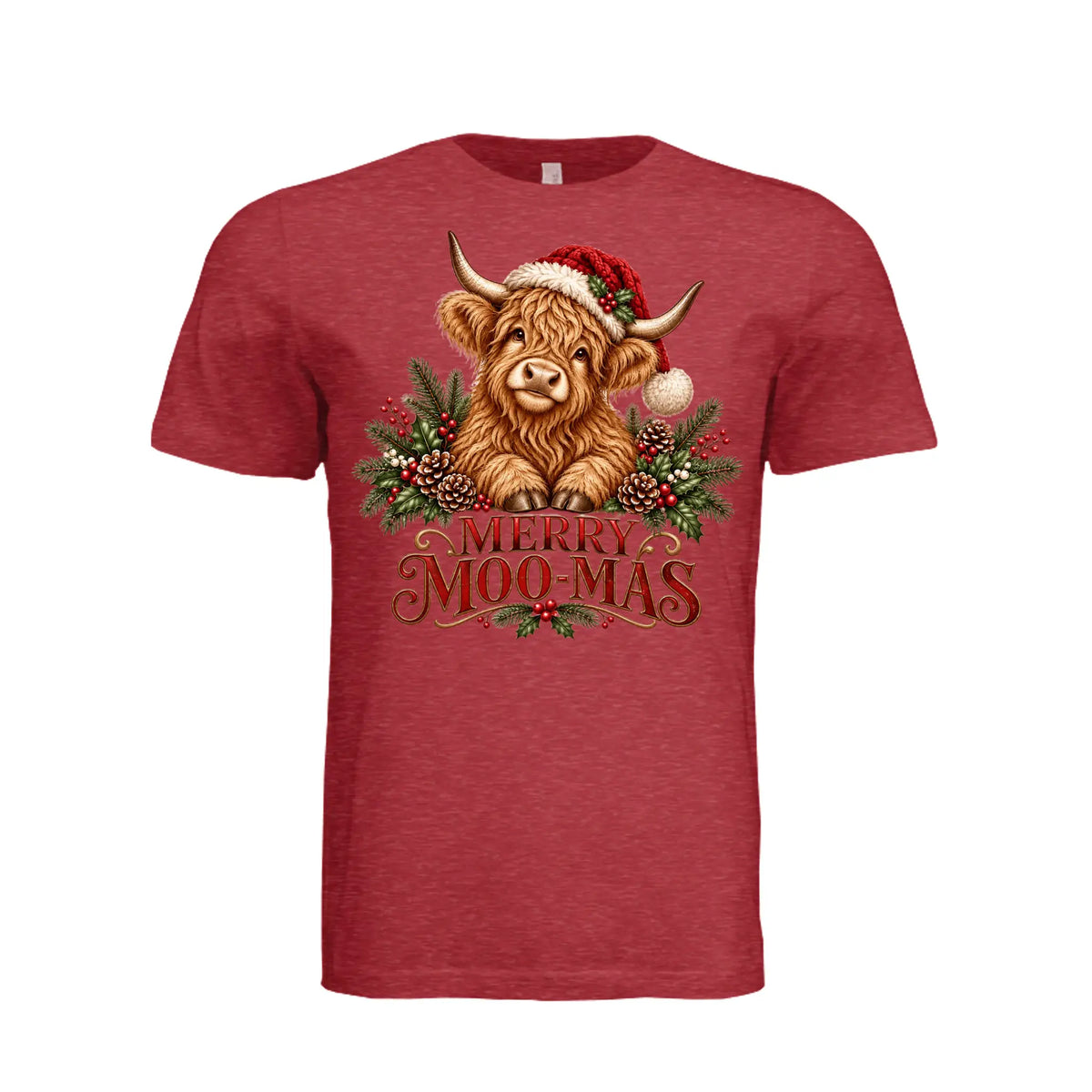 Merry Moo-Mas Adult Christmas T-Shirt by Knitted Grace Boutique