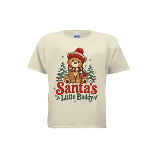 Santa's Little Buddy Kids Christmas T-Shirt by Knitted Grace Boutique