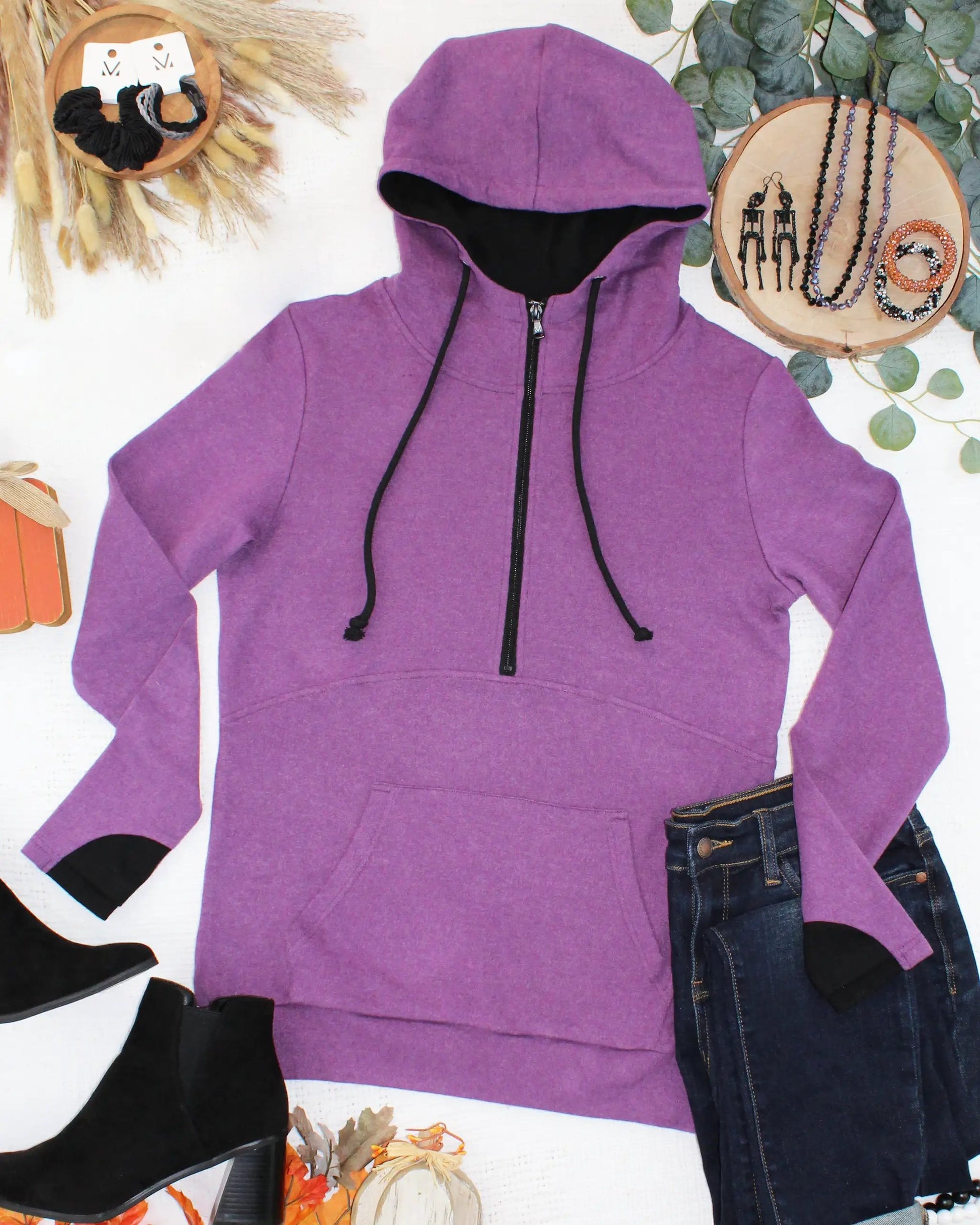IN STOCK Classic HalfZip Hoodie - Black and Purple by Michelle Mae