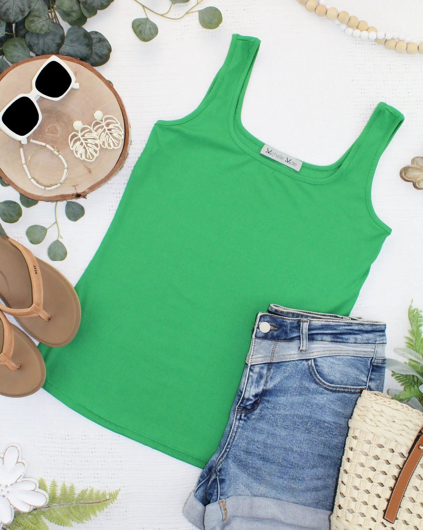 IN STOCK Rachel Ribbed Tank - Kelly Green FINAL SALE by Michelle Mae