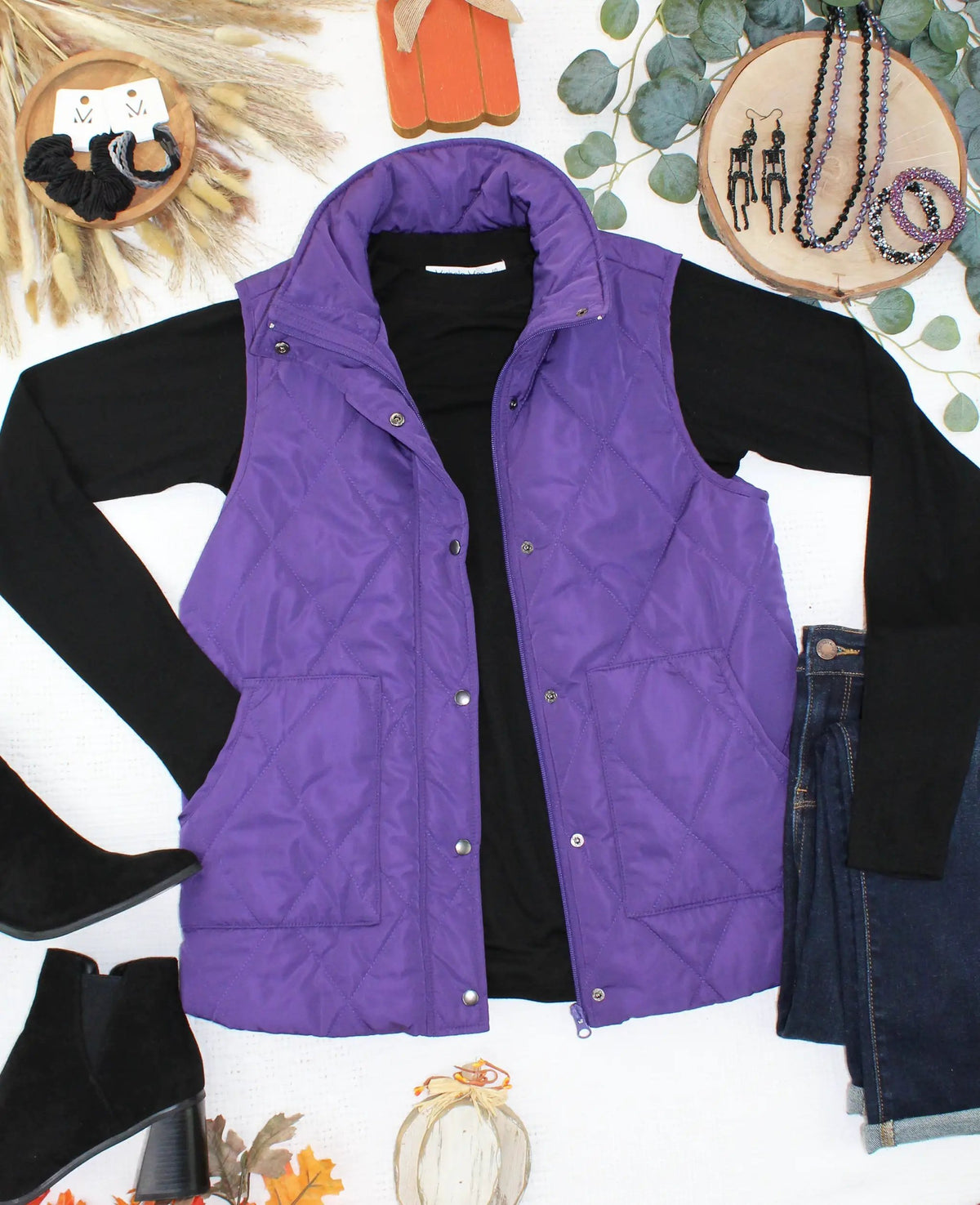 IN STOCK Remy Zip Up Vest - Purple by Michelle Mae