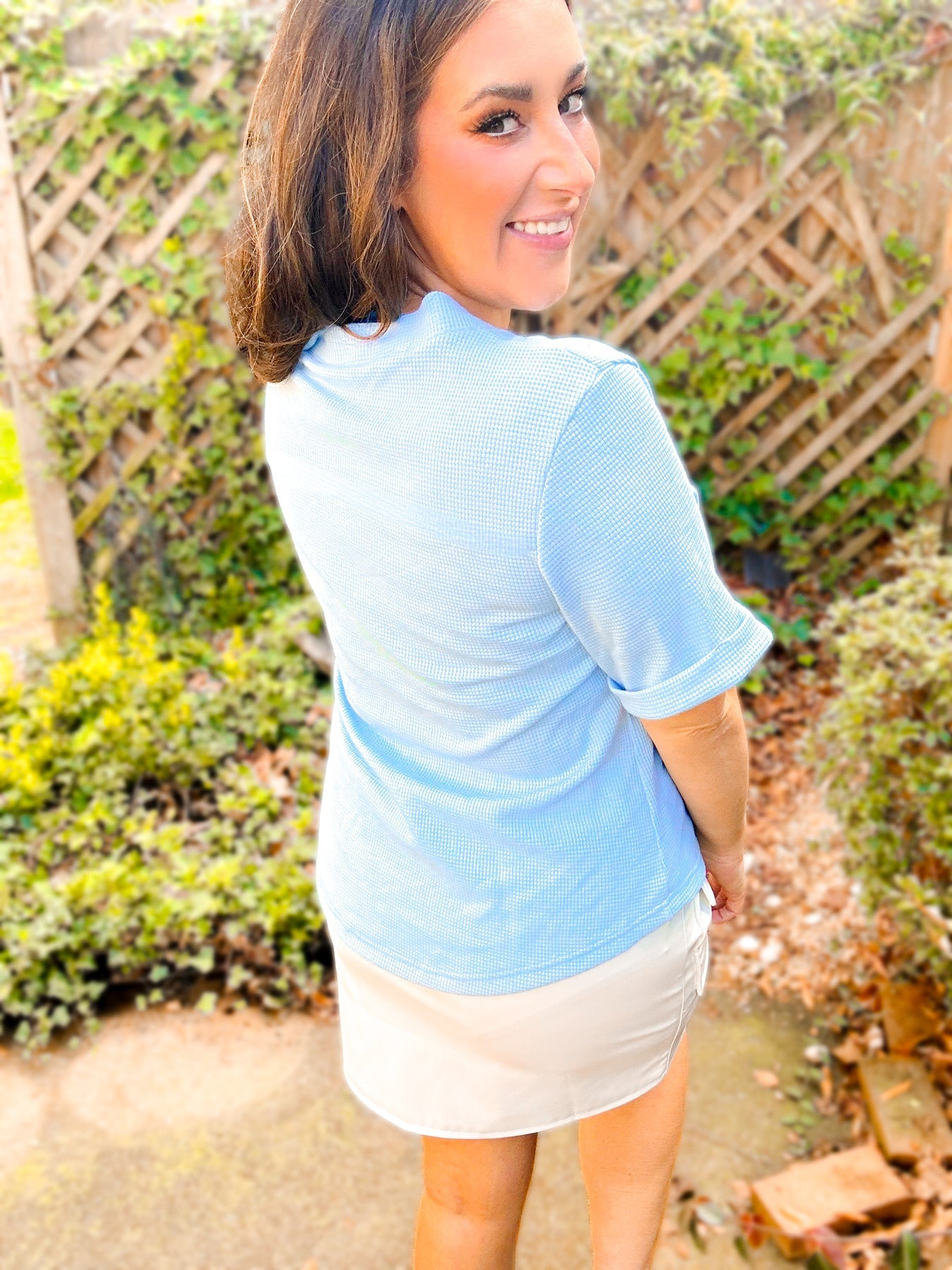 Robin Rose Button Waffle Knit Top - Girl Code Couture