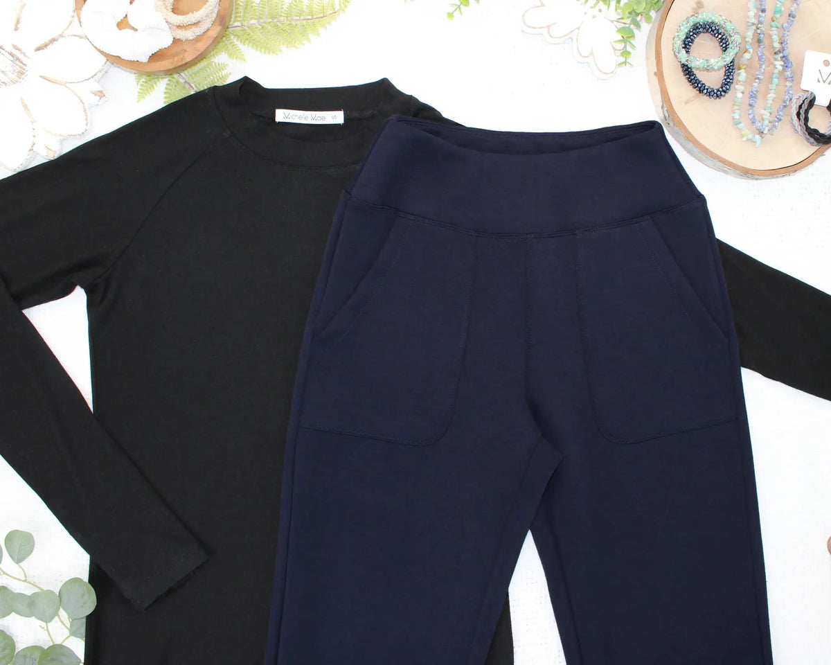 IN STOCK Luxe Ankle Bottoms- Navy by Michelle Mae