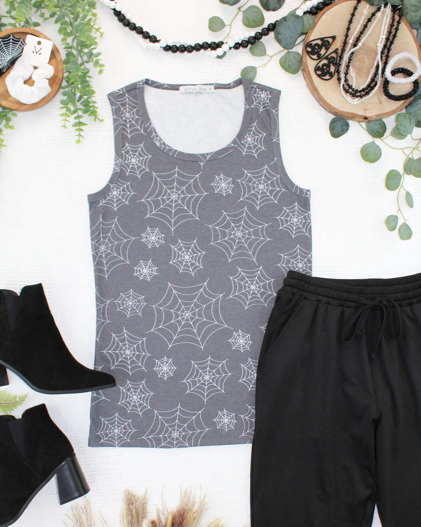 IN STOCK Ava Tank - Faded Black Webs by Michelle Mae