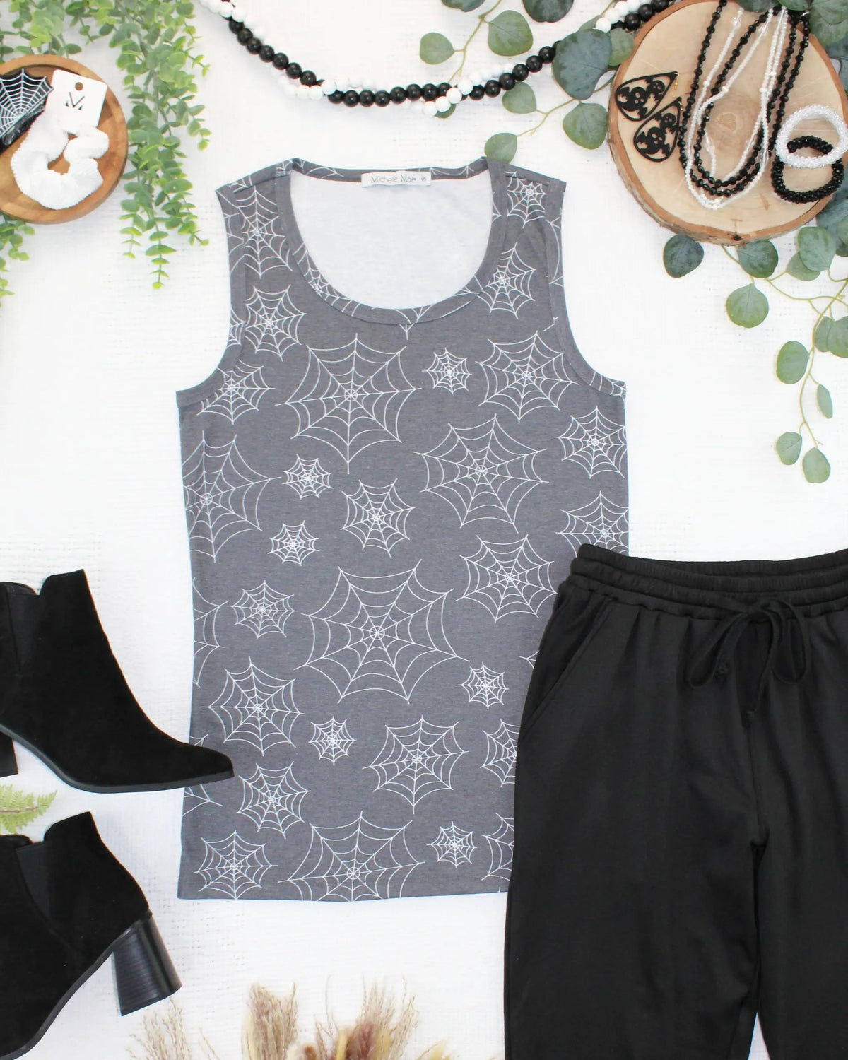 IN STOCK Ava Tank - Faded Black Webs by Michelle Mae