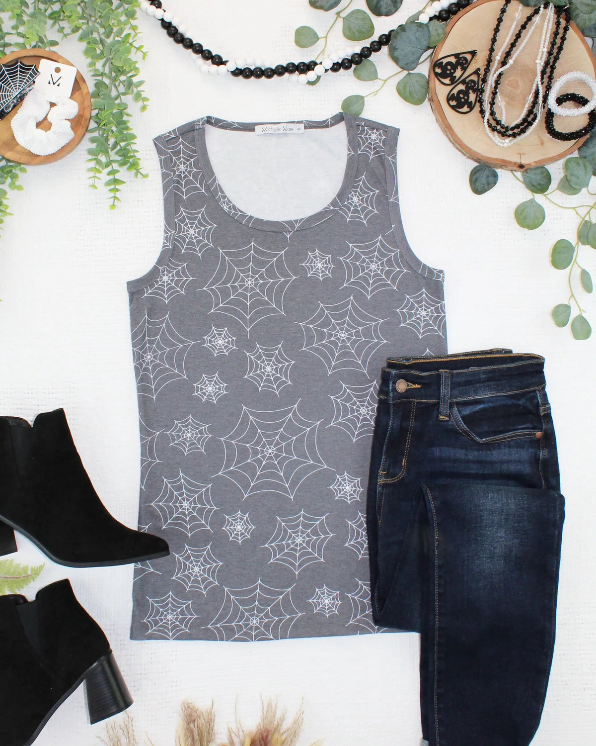 IN STOCK Ava Tank - Faded Black Webs by Michelle Mae